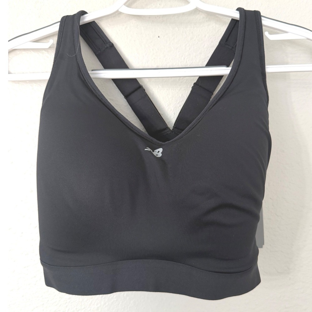 New Balance NB Essential Run Bra Black High Support Padded Sports Bra MD NEW